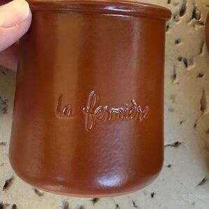 La Fermiere set of 3 chocolate brown terra-cotta pots￼